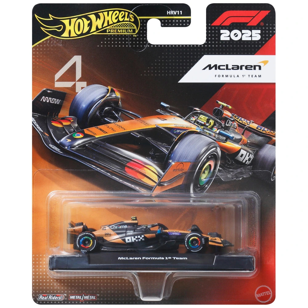 Hot Wheels Premium 2025 Formula 1 Diecast Cars McLaren F1 Team (No. 4) 1:64 Scale