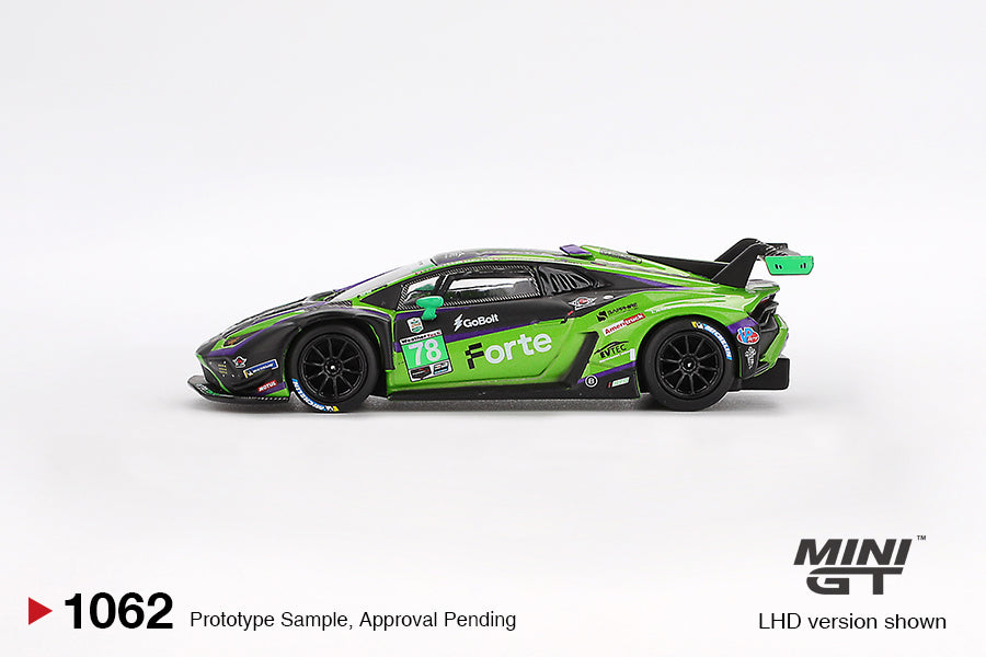 Mini GT Lamborghini Huracan GT3 EV02 IMSA 2023 Daytona Iron Lynx 1:64 Die Cast