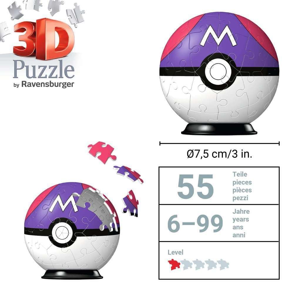 Pokemon Master Ball 54 Piece 3D Puzzle