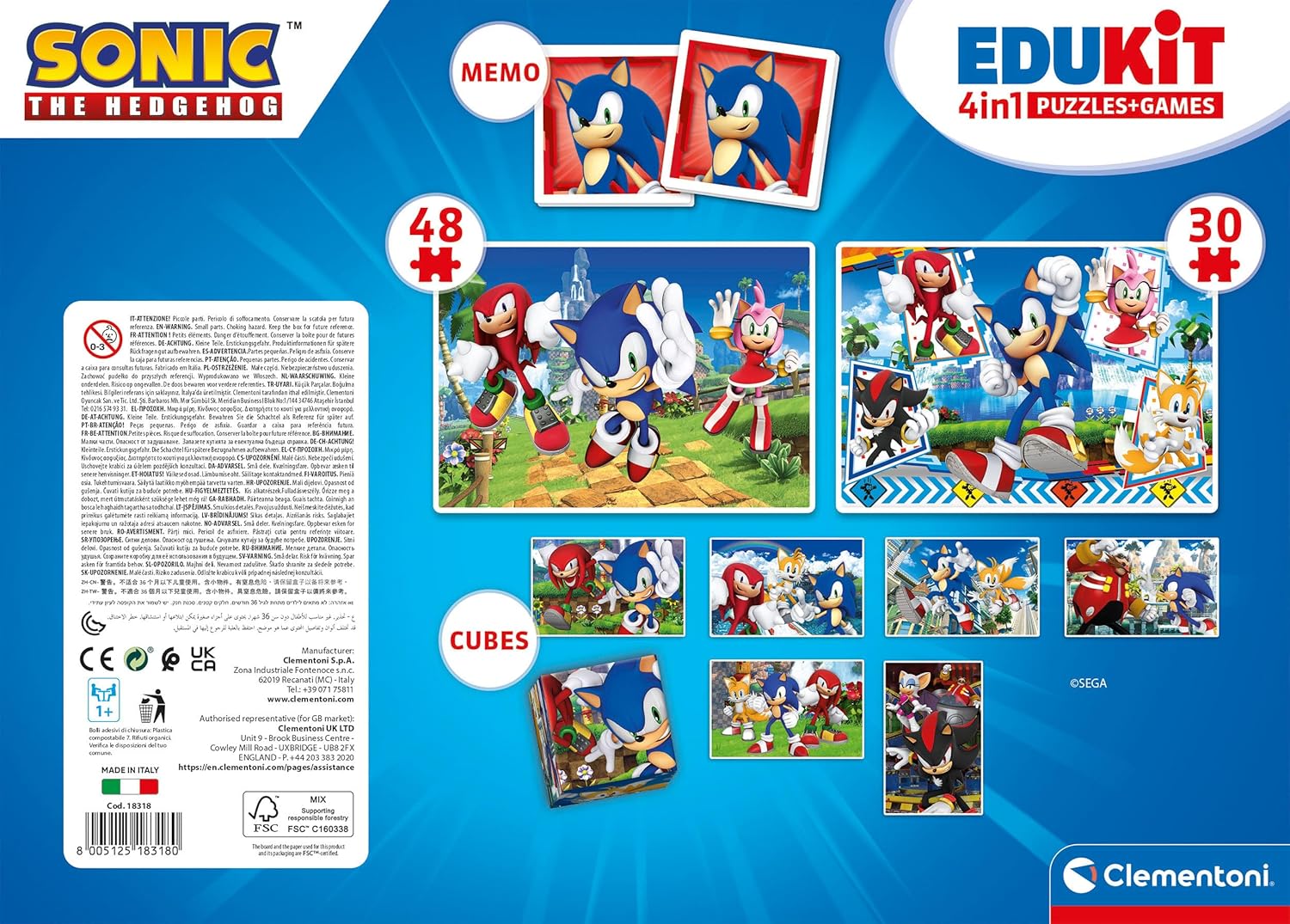 Clementoni Edukit 4in1 Sonic the Hedgehog Jigsaw