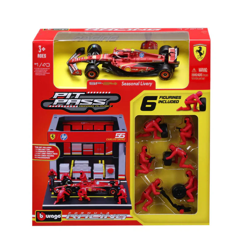 Bburago Ferrari SF-24 & Pit Pass Diorama - Sainz