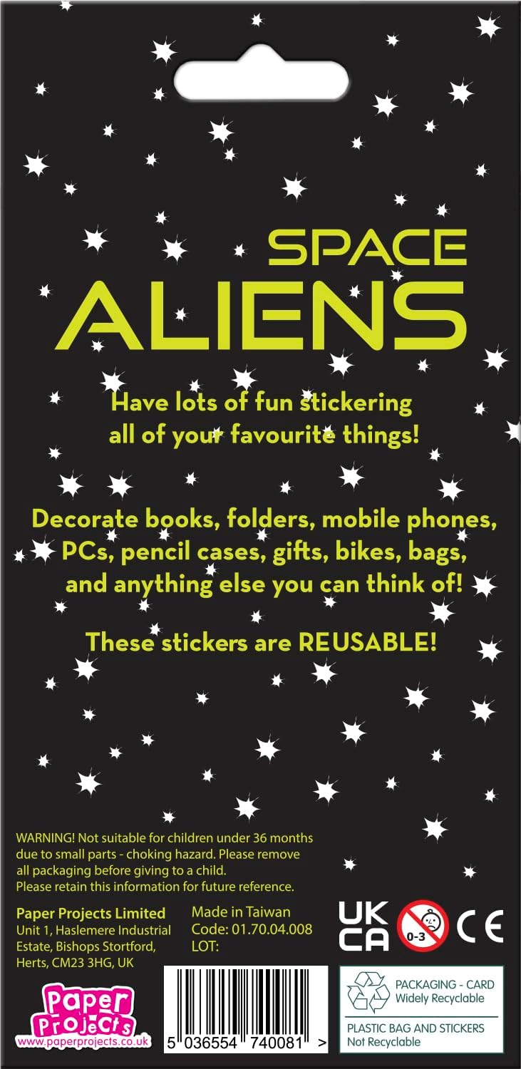 Space Aliens Sparkle Stickers