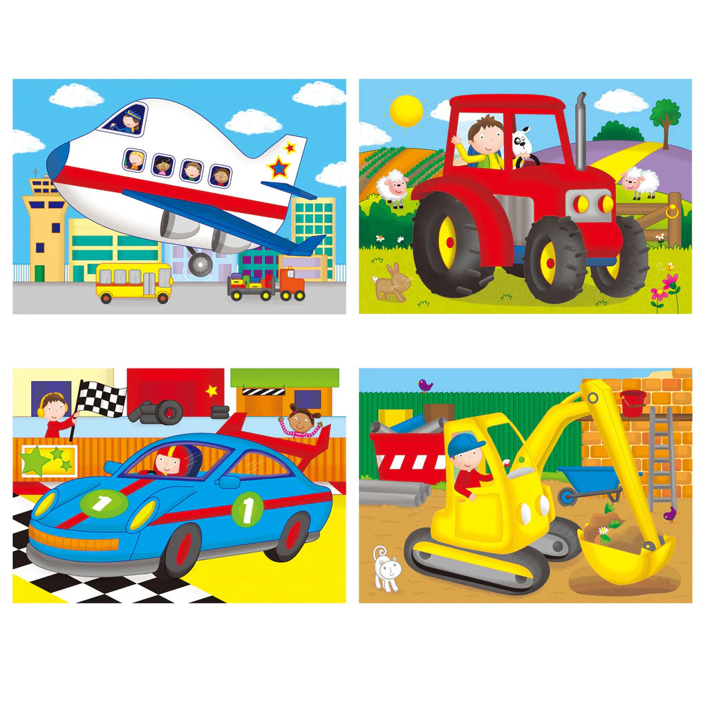 Galt 4 Puzzles in a Box - Vehicles