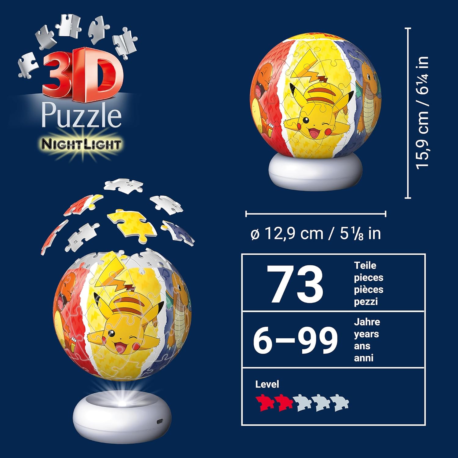 Pokemon Night Light 3D 72 Piece Puzzle