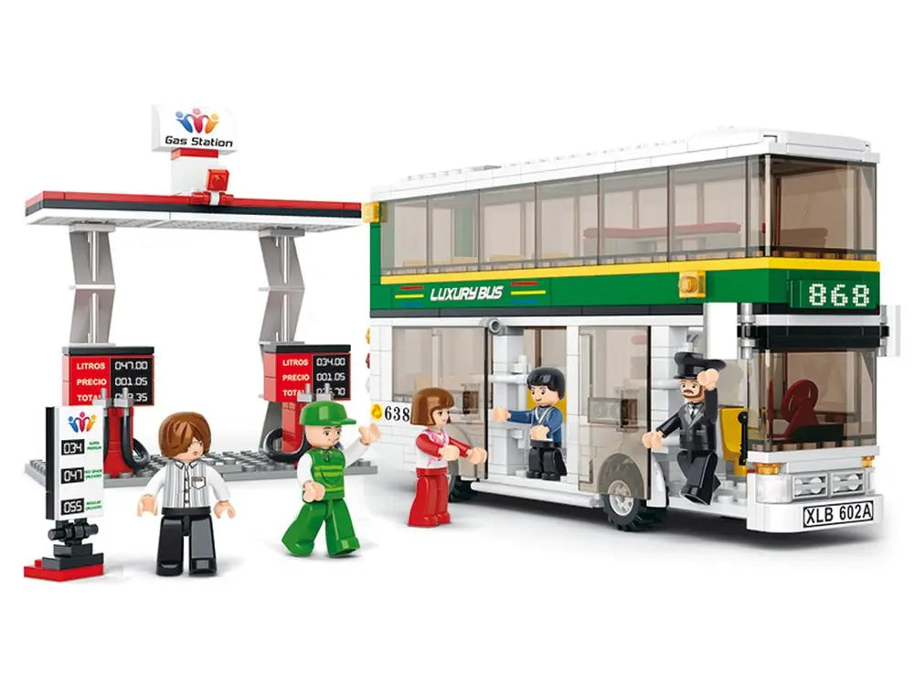 Sluban Double Decker With Gas Station