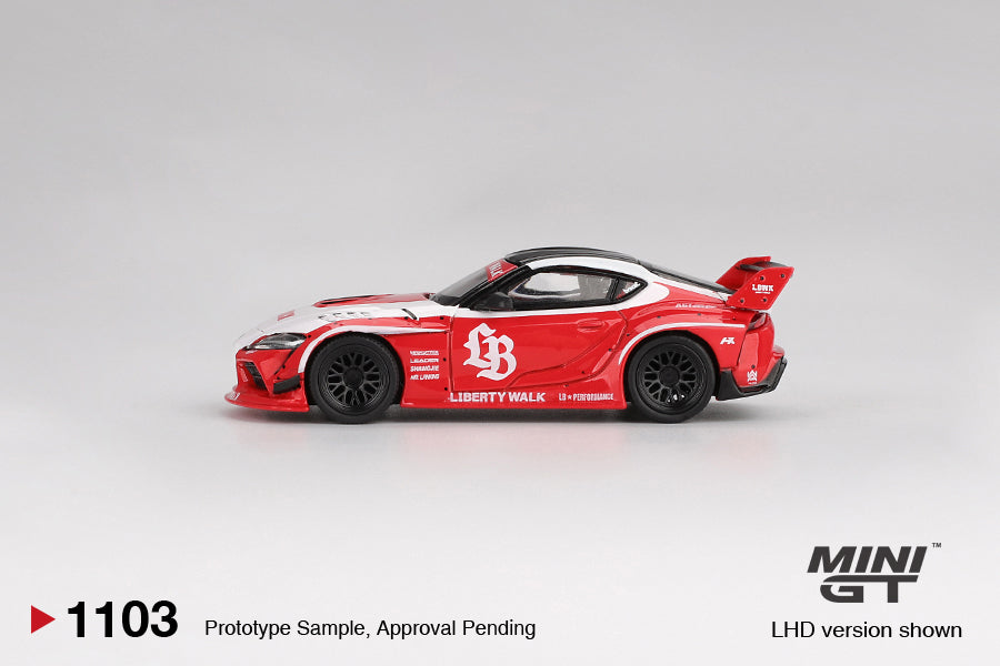 Mini GT LB Works Toyota GR Supra Red/White (LHD) 1:64 Scale