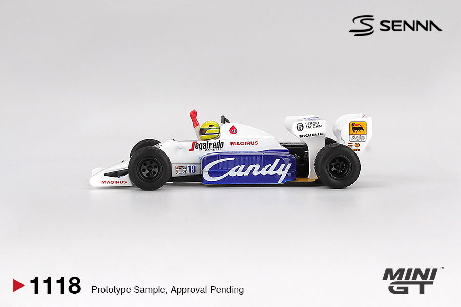 Mini GT Toleman TG184 #19 Ayrton Senna 1984 Monaco Grand Prix 2nd Place 1:64 Scale