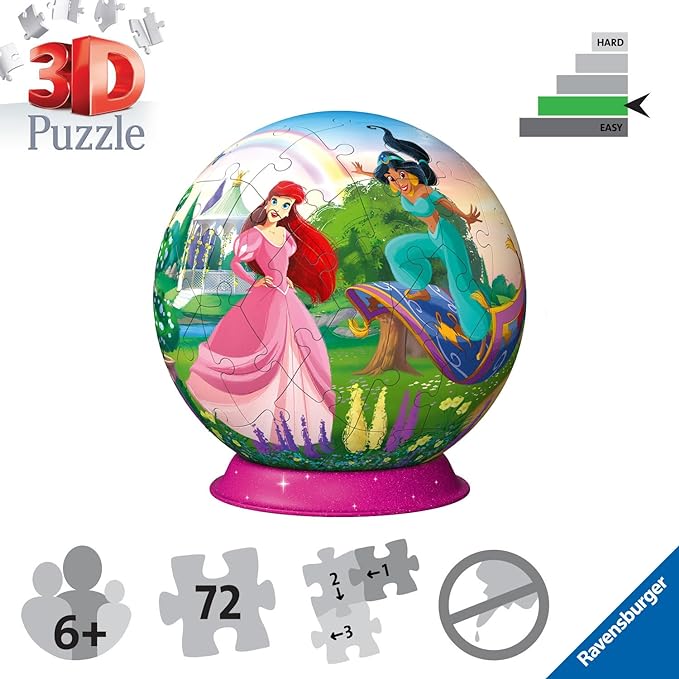 Disney Princess 3D Ball 72 Piece Jigsaw Puzzle