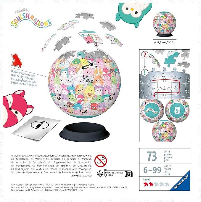 Squishmallows 3D Ball 72 Piece Jigsaw Puzzle
