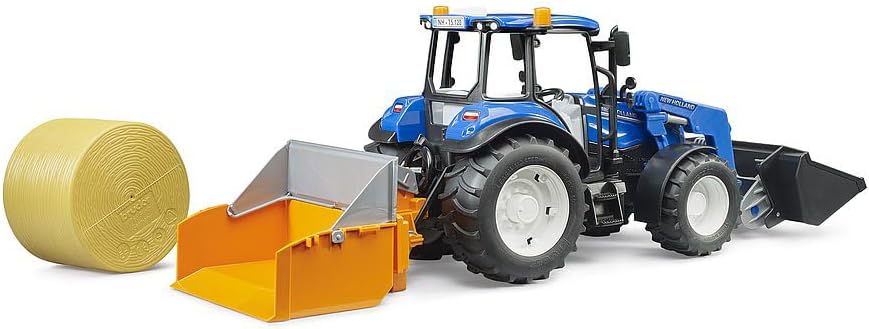 New Holland T5.120 Tractor with Frontloader, Transport Box, Forks & Bale