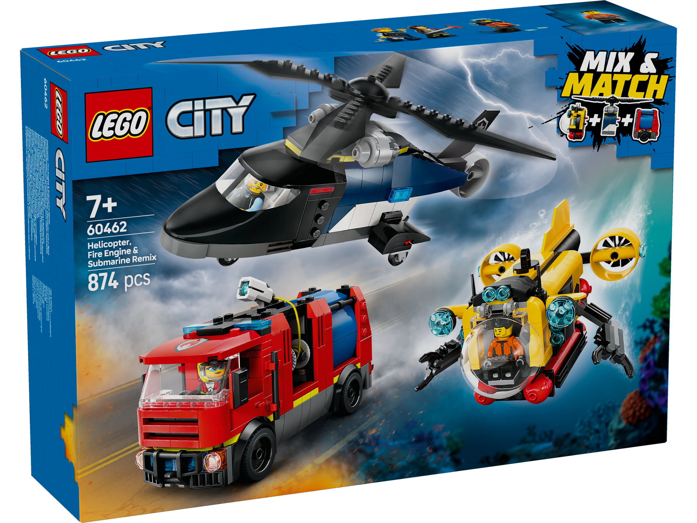 LEGO City 60462 Helicopter Fire Truck & Submarine