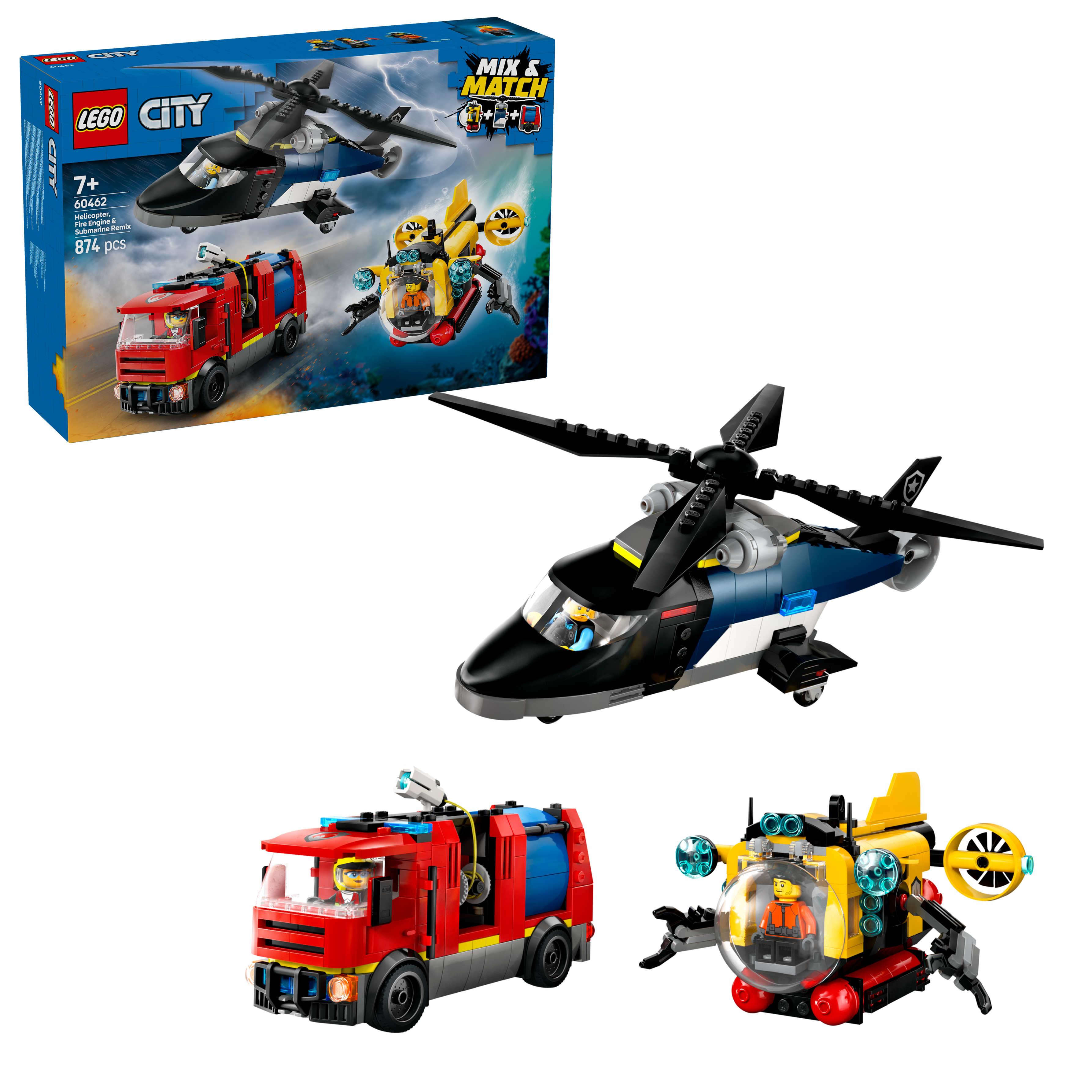 LEGO City 60462 Helicopter Fire Truck & Submarine