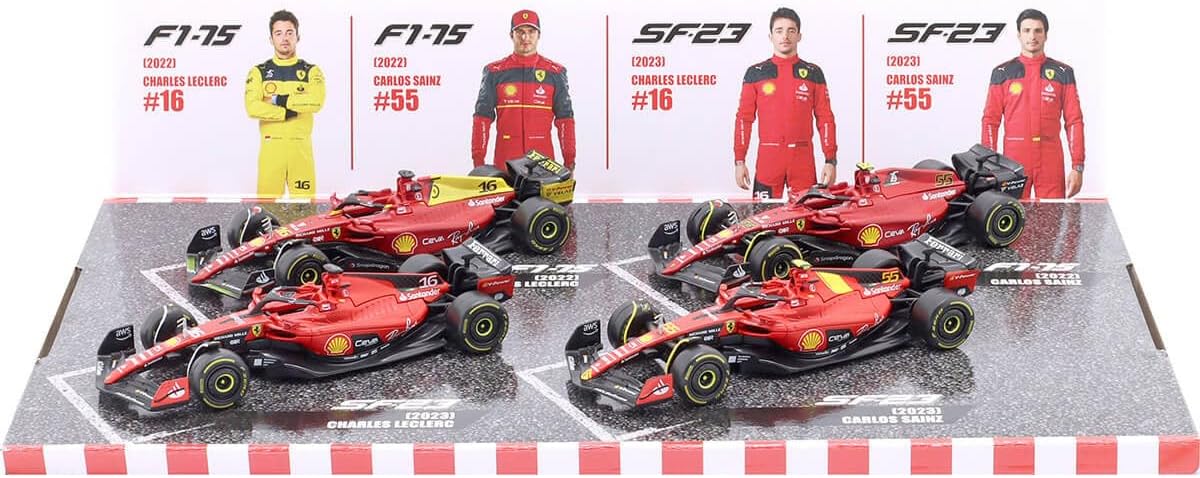 Bburago Ferrari F1 Charles Leclerc 1:43 Scale Highlights 4 pack