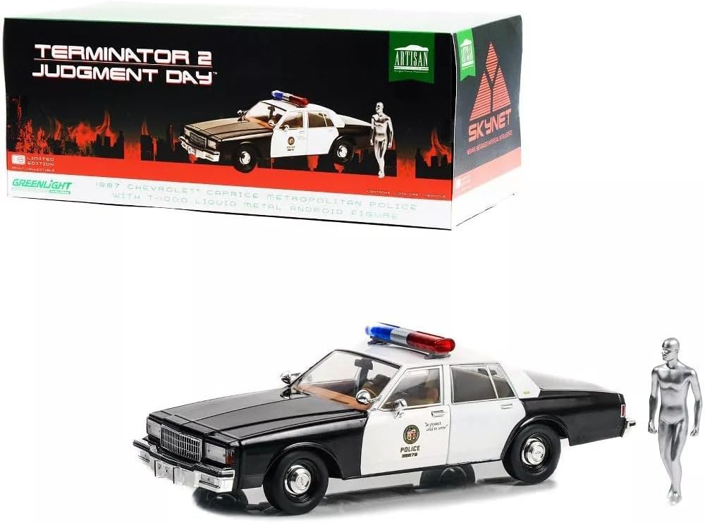 Greenlight Terminator 2 1987 Chevorlet Caprice Metropolitan Police Cruiser 1:18 Die Cast