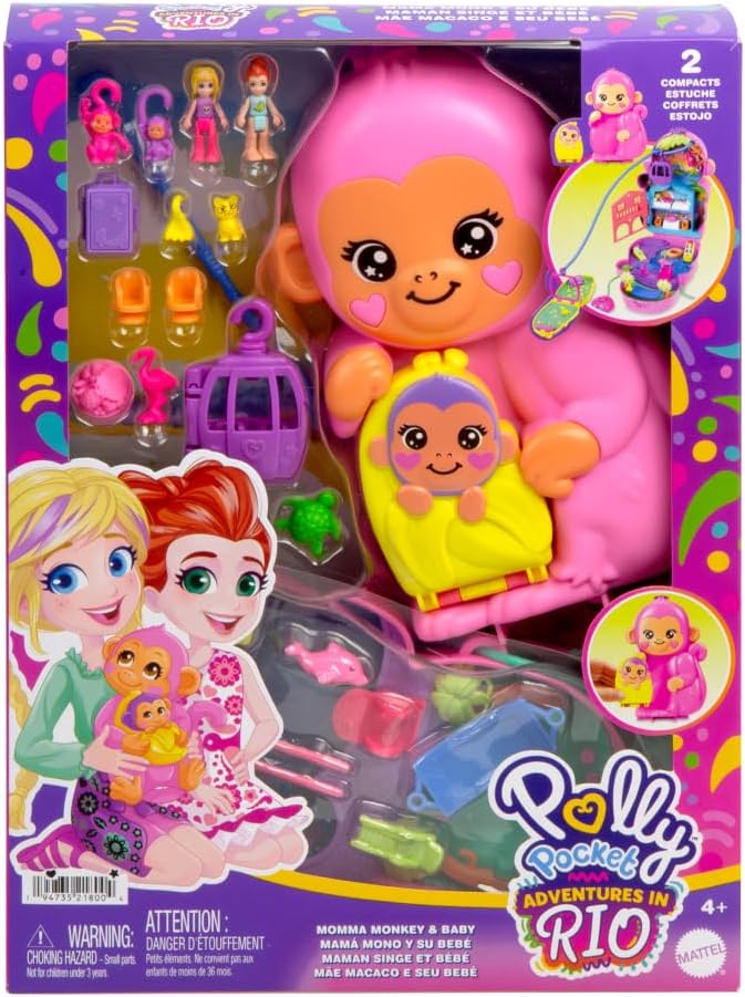 Polly Pocket Compact Momma Monkey and Baby