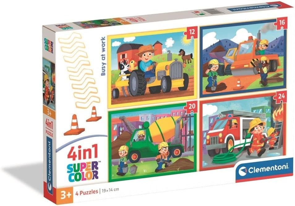 Clementoni Busy at Work Vehicles 4 in 1 Puzzle