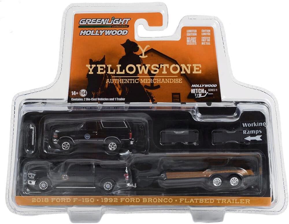 Yellowstone (2018-Current) 2018 Ford F-150 Montana w/1992 Ford Bronco Montana & Flatbed Trailer