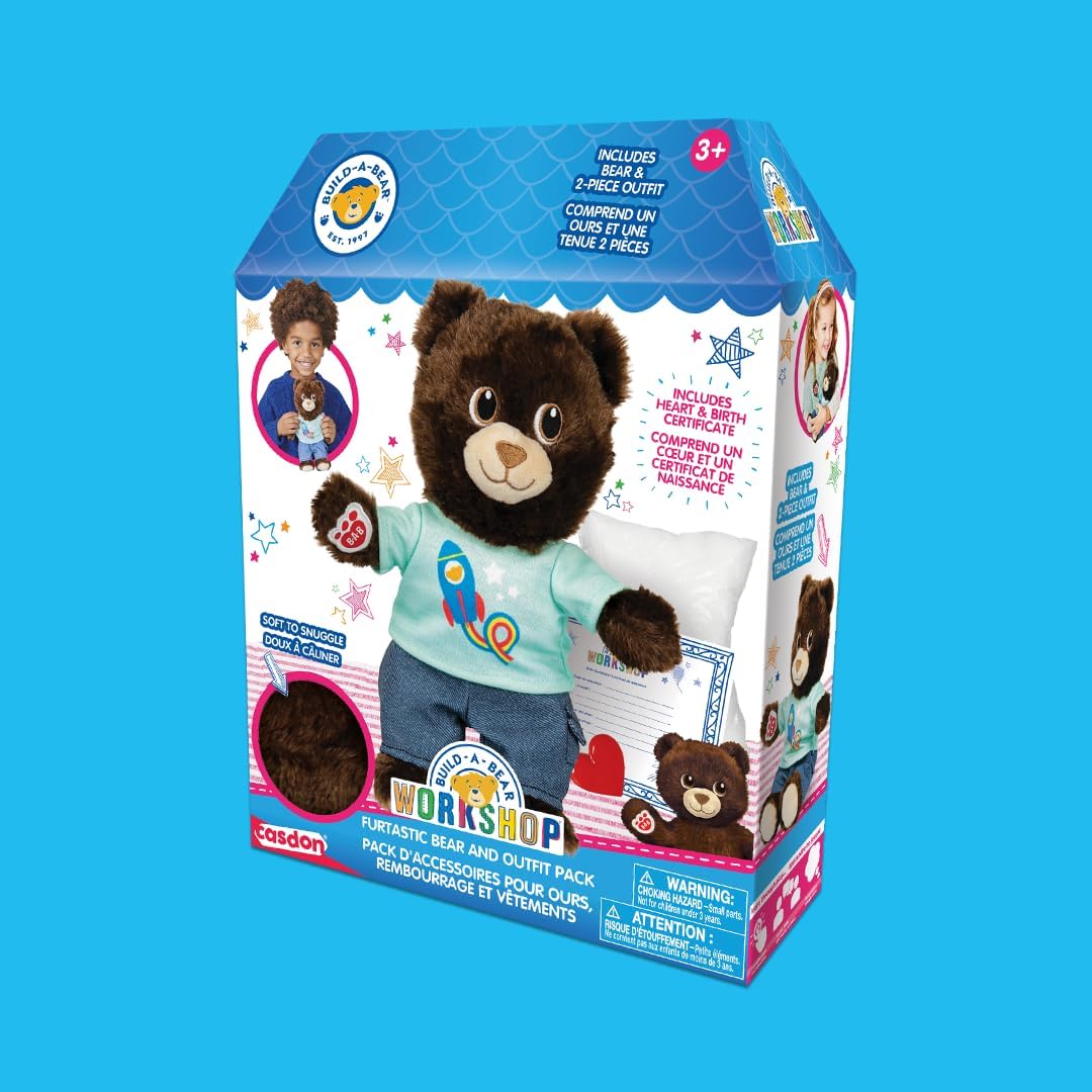 Casdon Build-a-Bear Workshop Furtastic Dark Brown Bear & Outfit