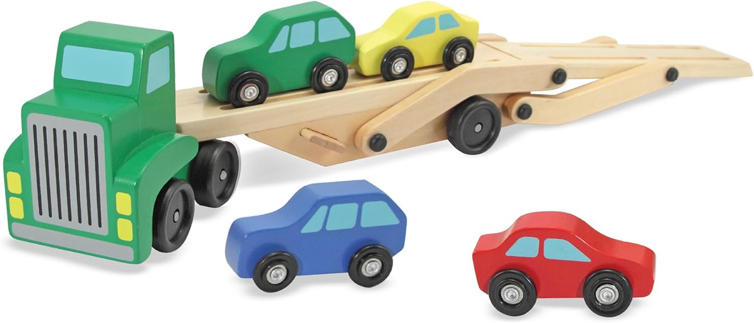 Melissa & Doug Wooden Car Transporter Playset