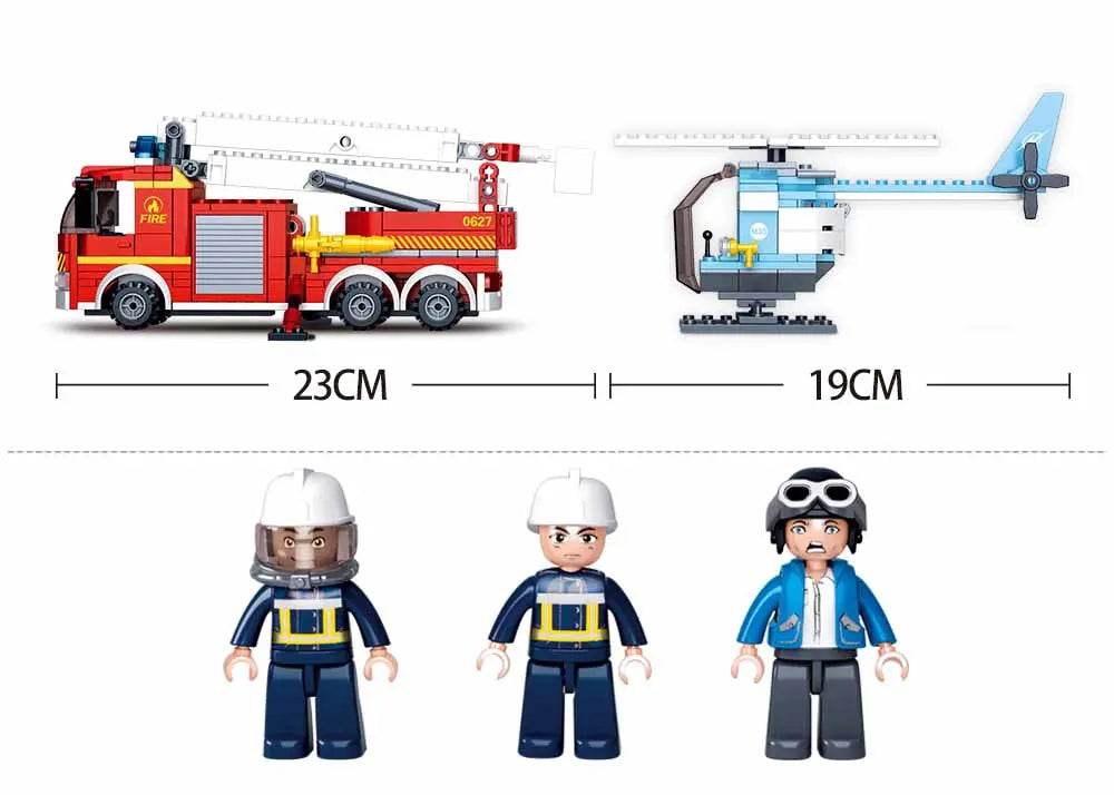 Sluban Platform Fire Truck & Fire Helicopter