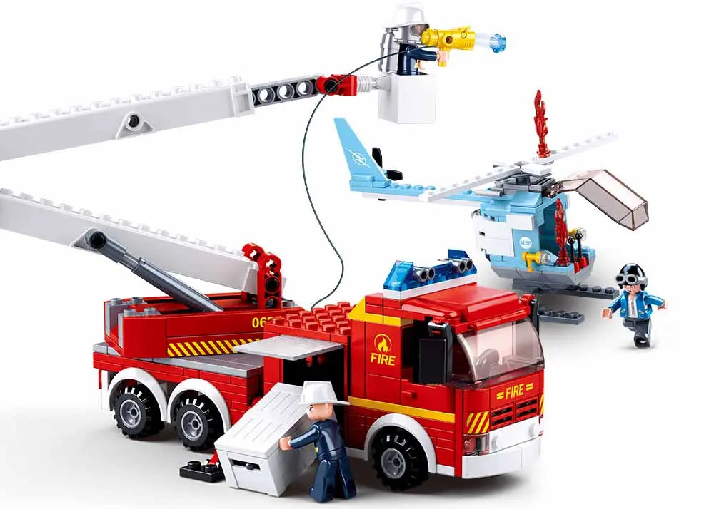 Sluban Platform Fire Truck & Fire Helicopter