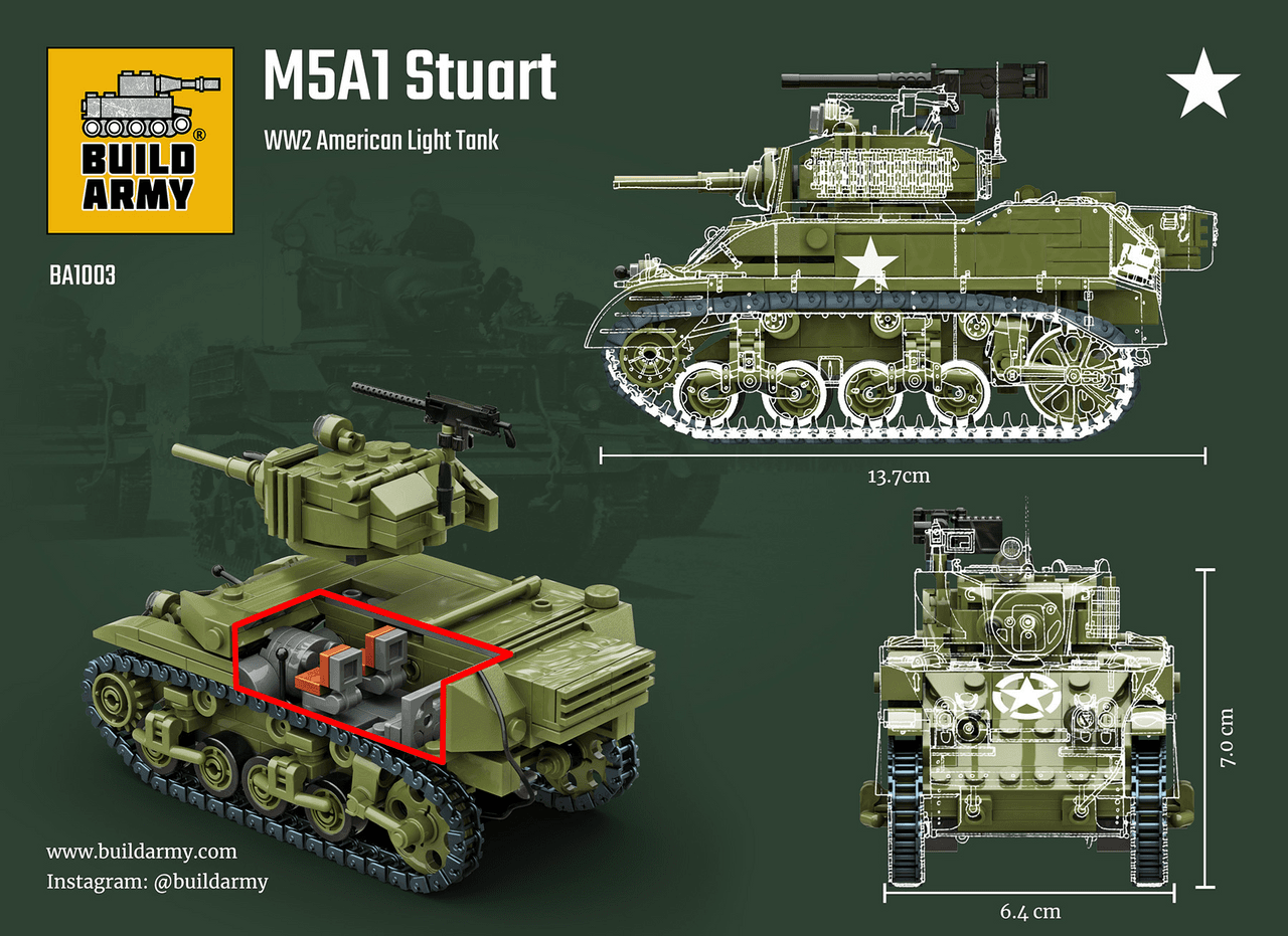 Build Army M5A1 Stuart Light Tank 460 pieces