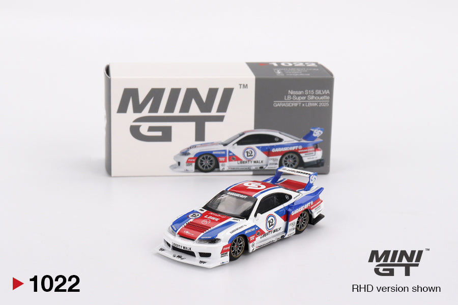 Mini GT Nissan LB-Super Silhouette S15 SILVIA GARASIDRIFT x LBWK 2025 1:64 Die Cast