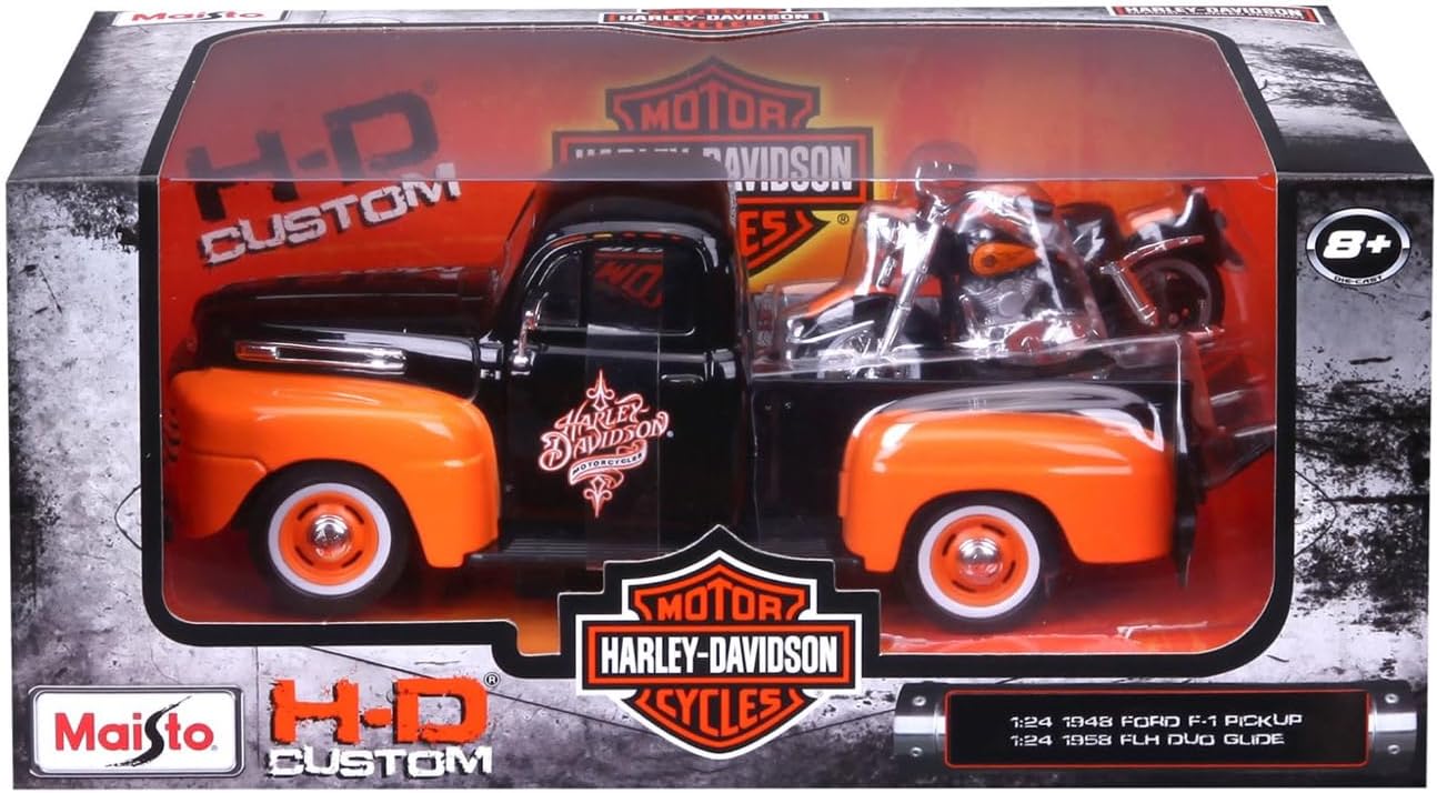 Maisto 1:24 Harley Davidson 1958 Ford F-1 Pickup With 1958 Flh Duo Glide