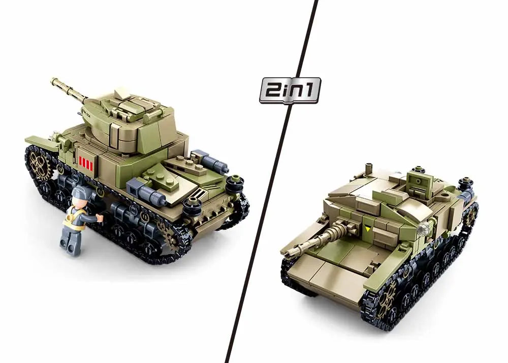 Sluban WWII-Italy Army - M14/41 Medium Tank 2in1