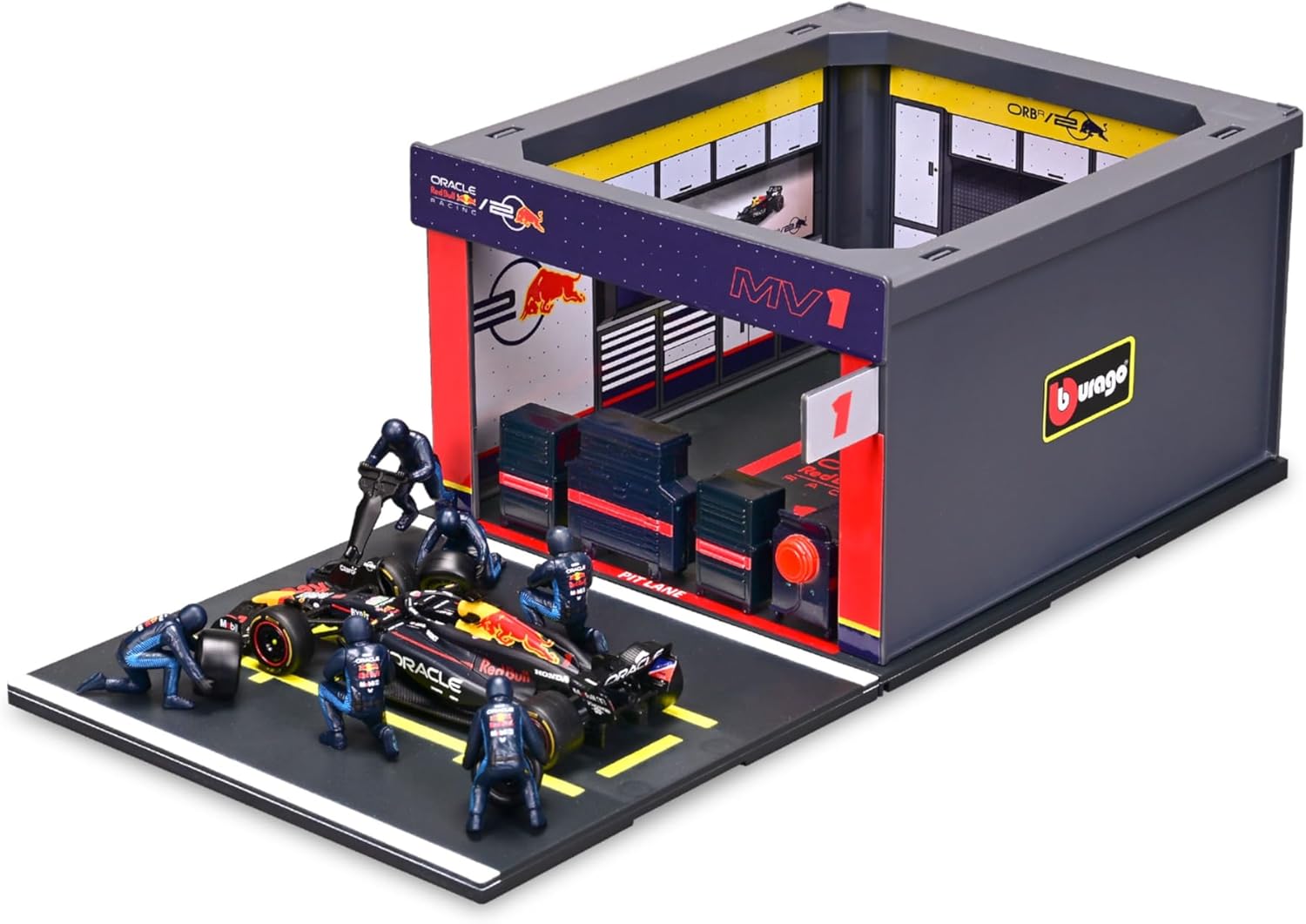 Bburago F1 Red Bull Racing RB20 2024 & Pitt Pass Diorama - Verstappen