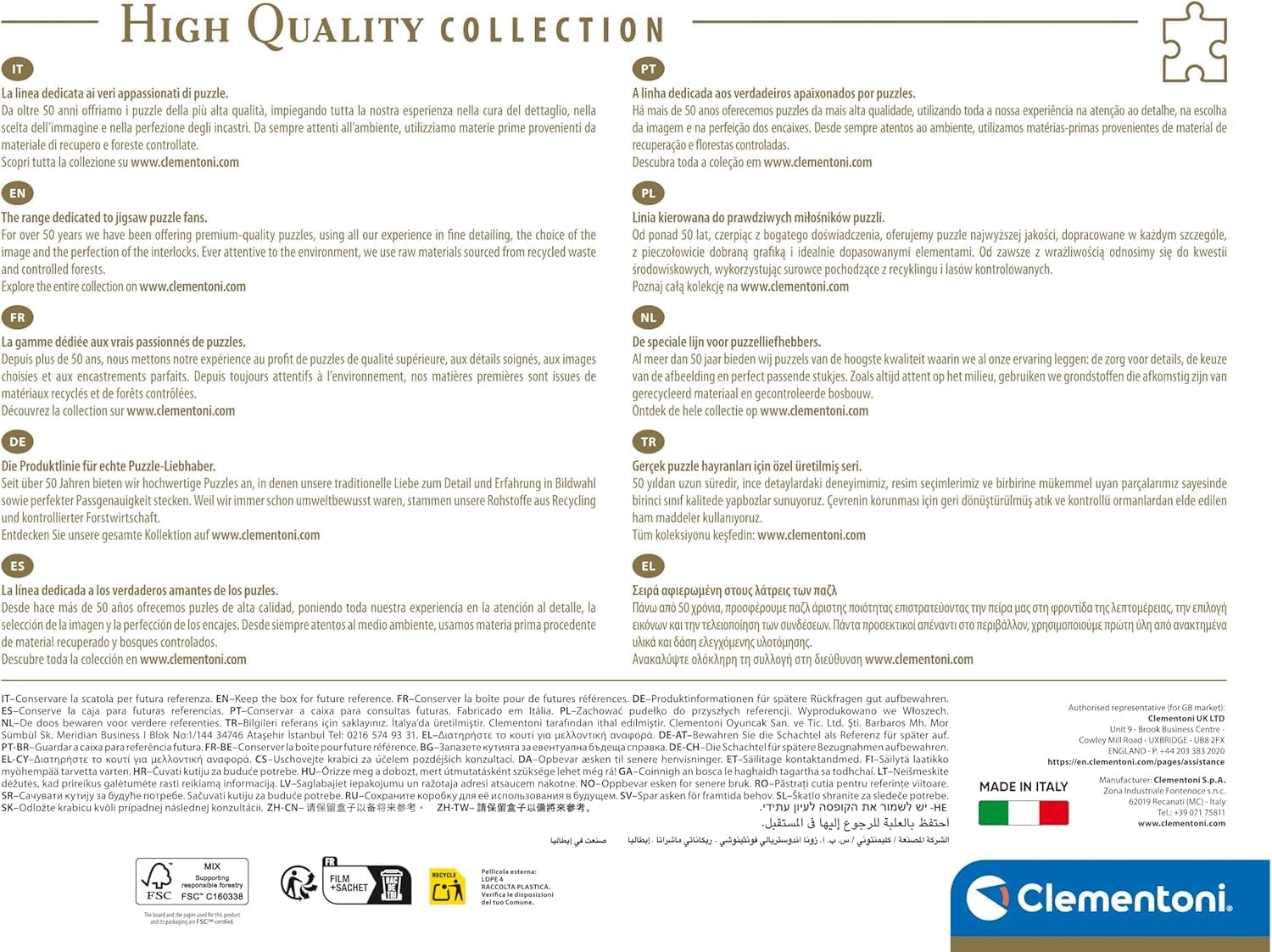 Clementoni - Blacony View of Lake Como 1000 Pieces