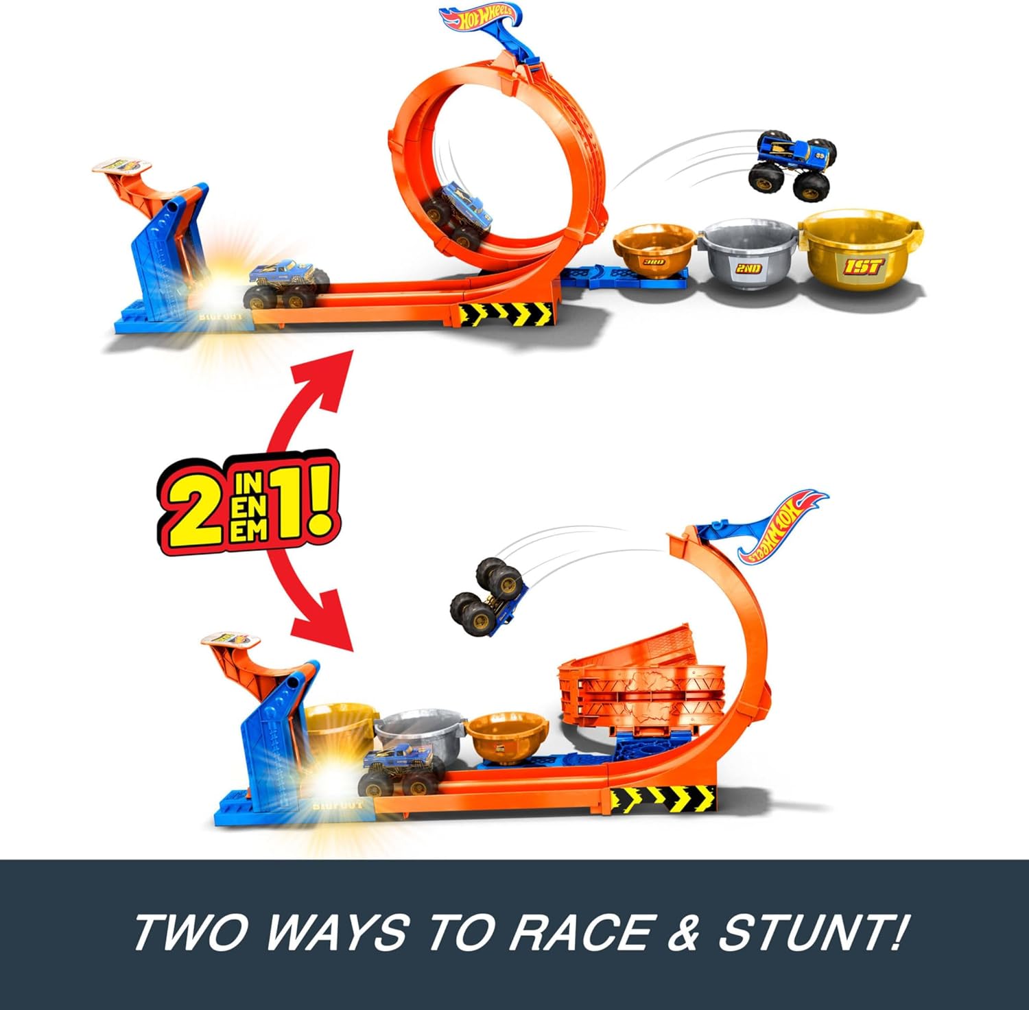 Hot Wheels Monster Trucks Loop-And-Flip Trophy Challenge Playset