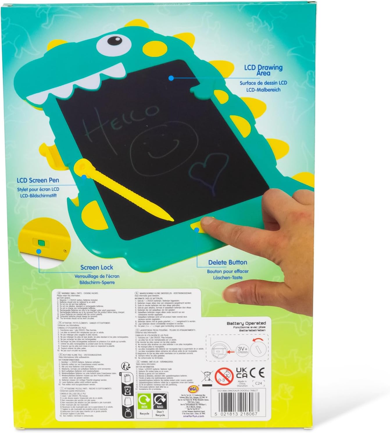 Dinosaur LCD Drawing Tablet - Green