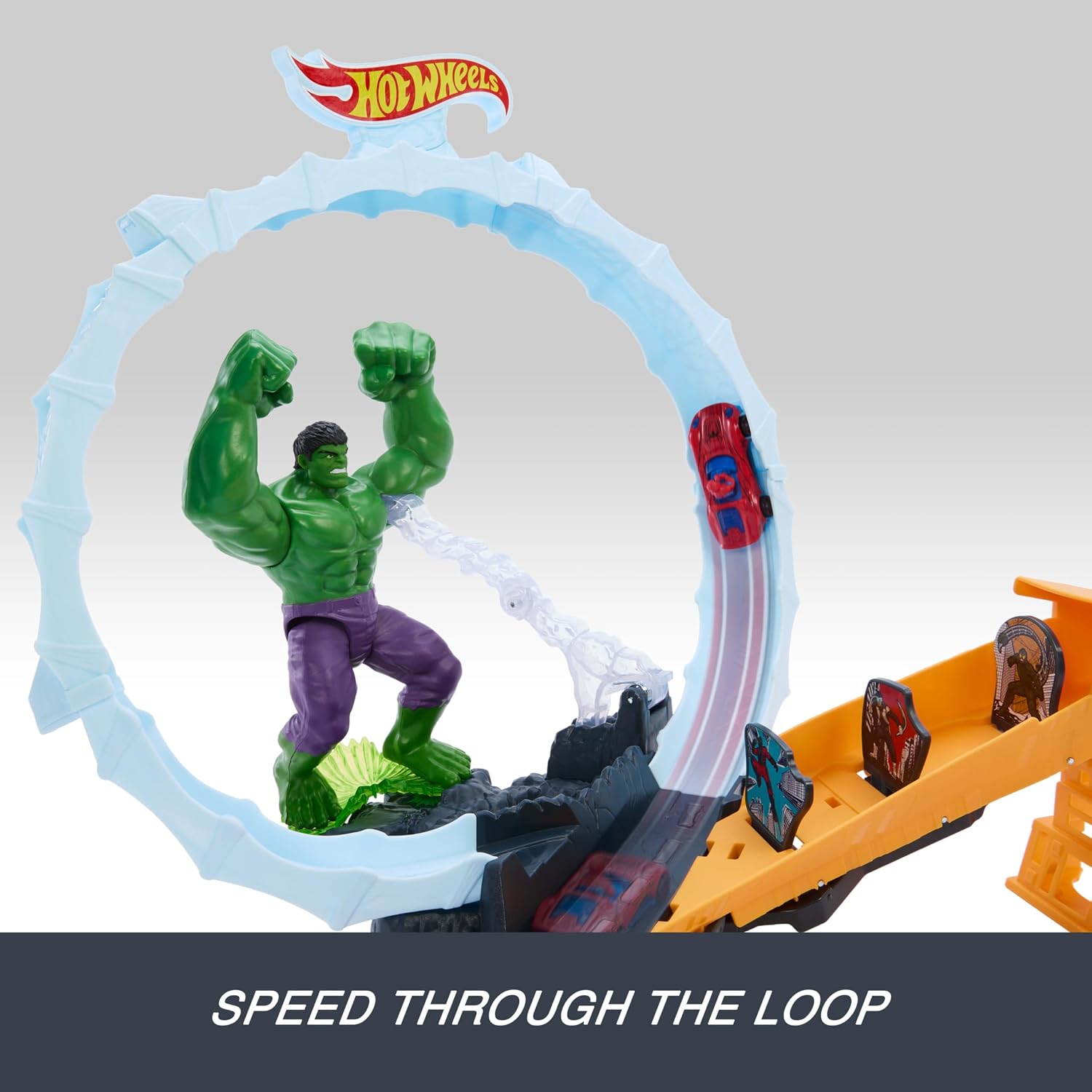 Hot Wheels Superstar Speeders Spiderman vs. The Hulk Playset