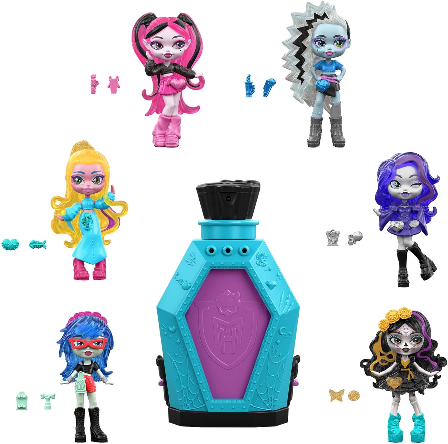 Monster High Little Frights Coffin with Water Reveal Mini Figures
