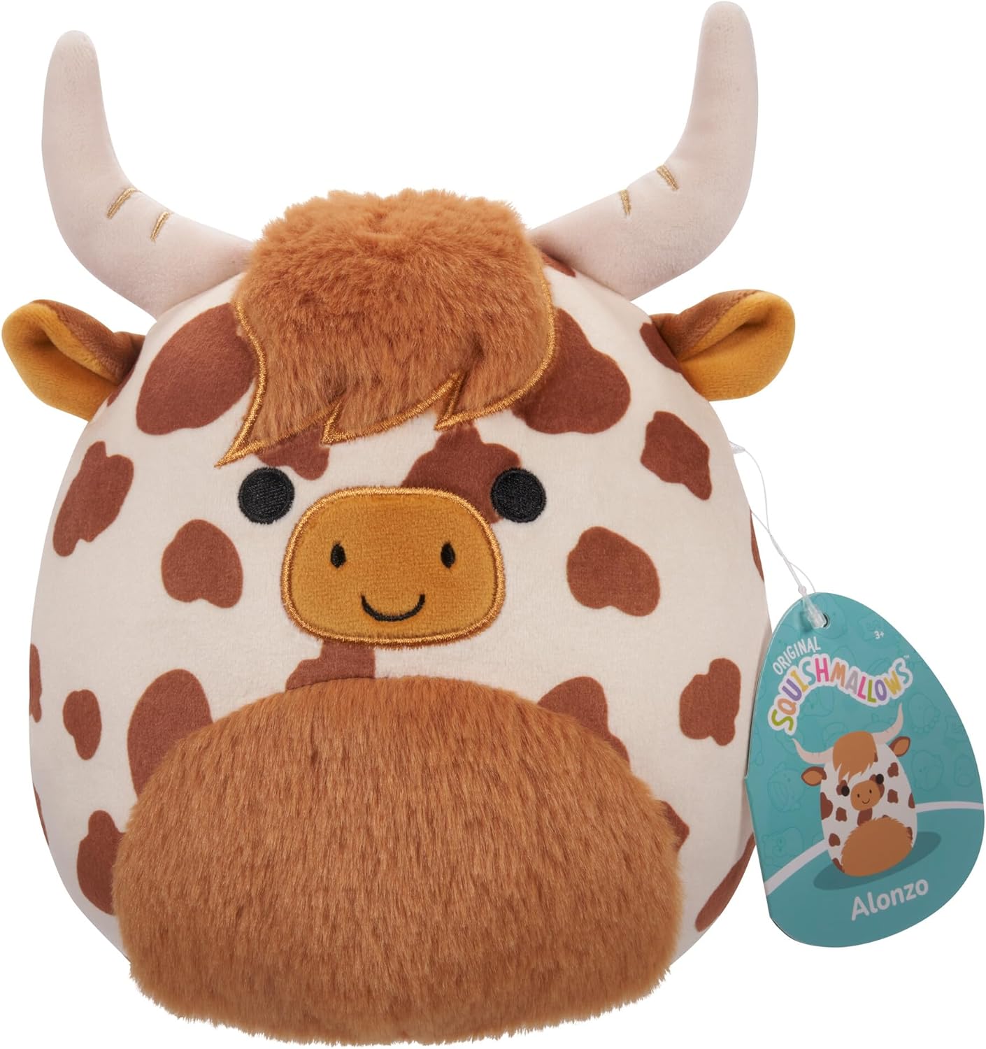 Squishmallows 8" Alonzo Brown & White Highland Cow