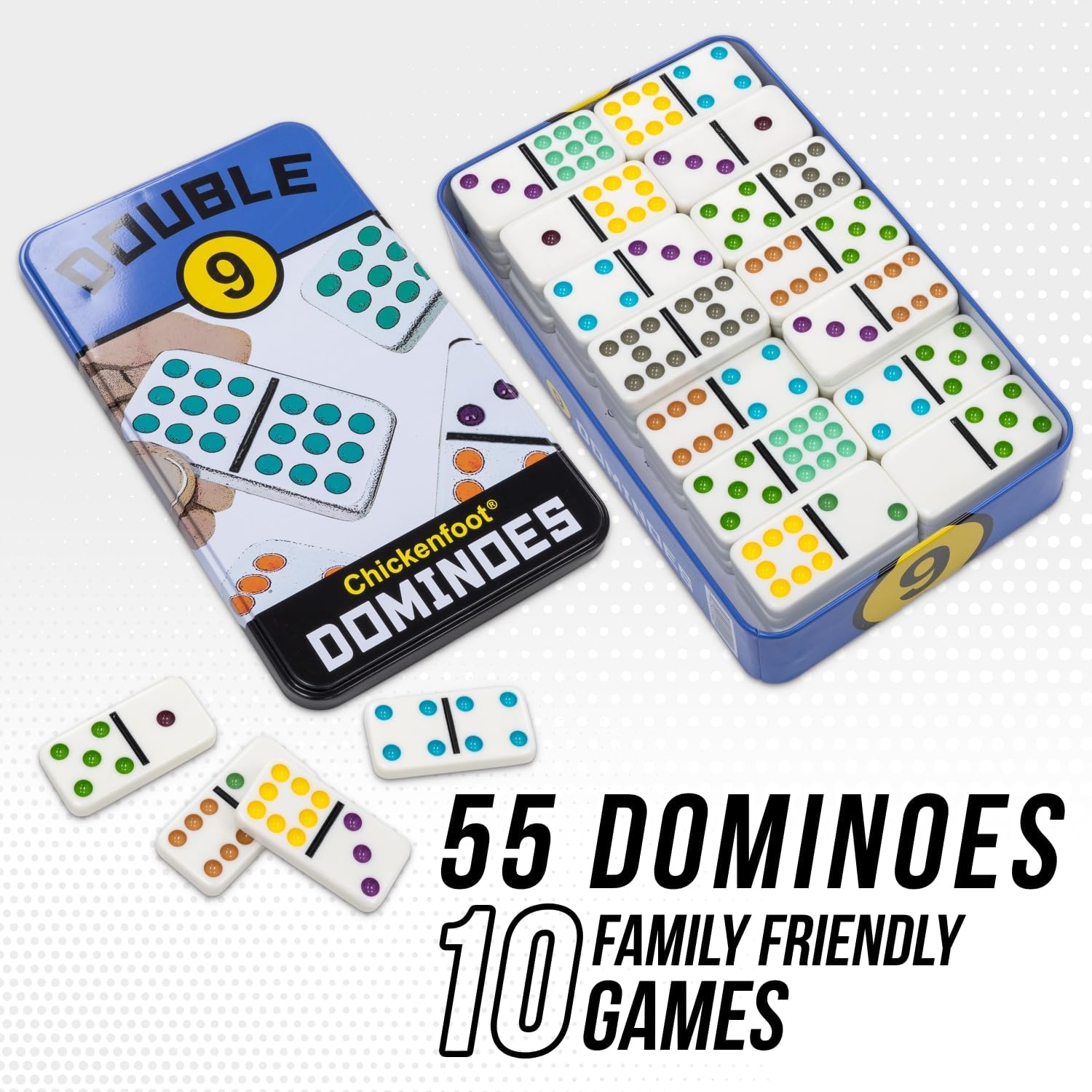 Dominoes - Double 9 in a Tin