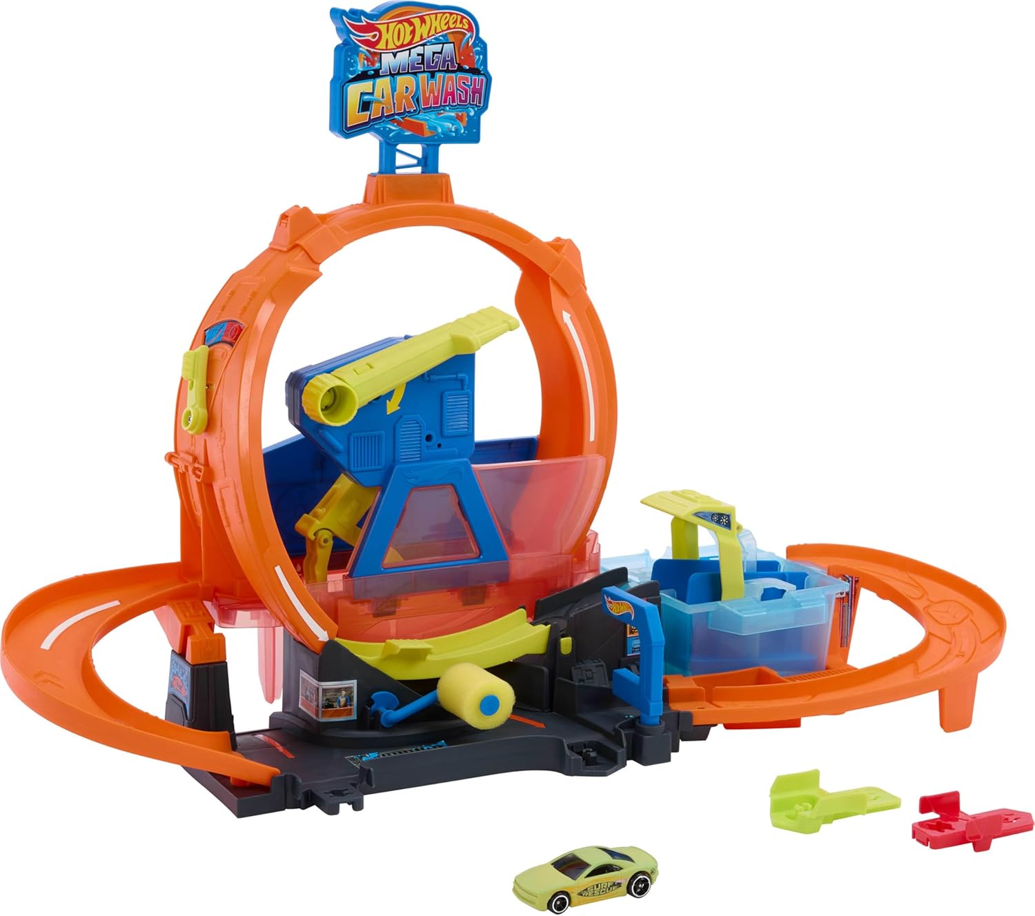 Hot Wheels City Mega Loop Car Wash Playset