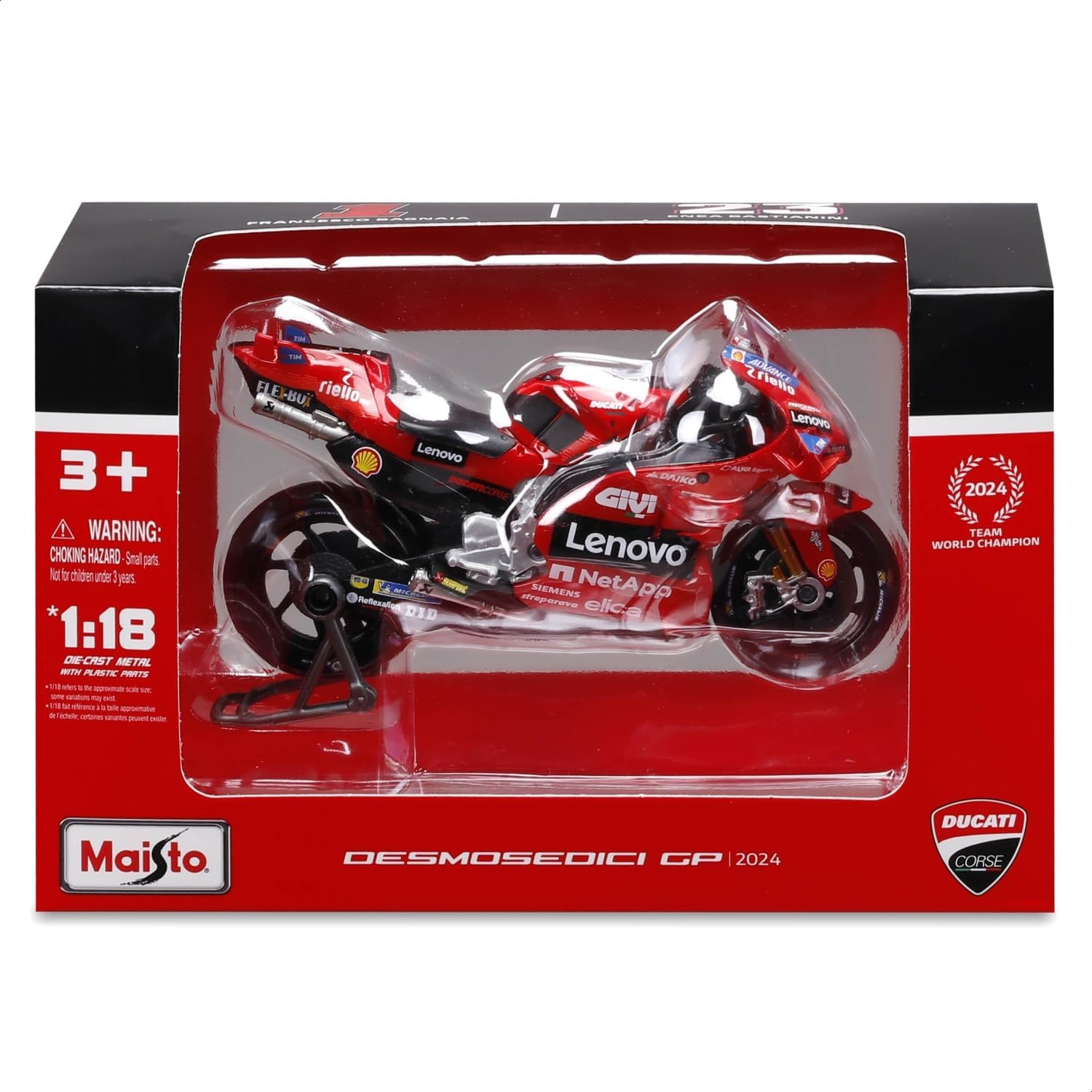 Ducati Desmosedici GP 2024 No1 Francesco Bagnaia 1:18 Scale Motorcycle