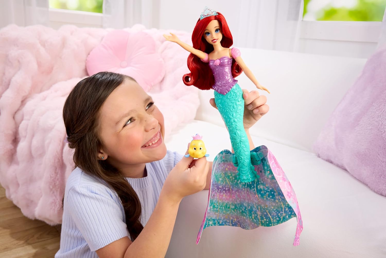 Disney Princess Ariel Human to Mermaid Transforming Fashion Doll & Flounder
