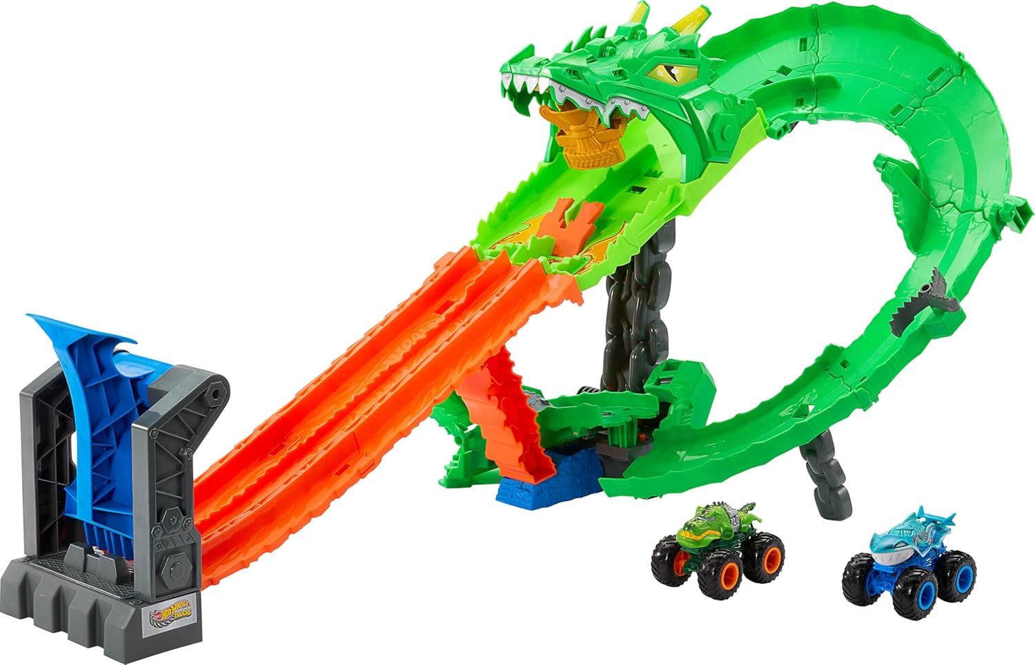 Hot Wheels Monster Trucks Sharks vs. Dinos Dragon Demolition Playset