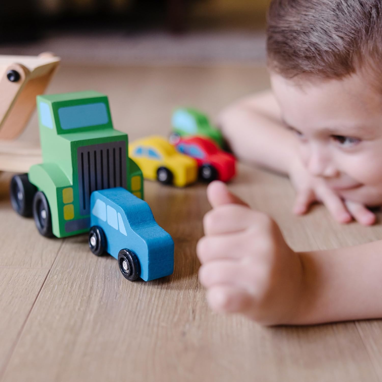 Melissa & Doug Wooden Car Transporter Playset
