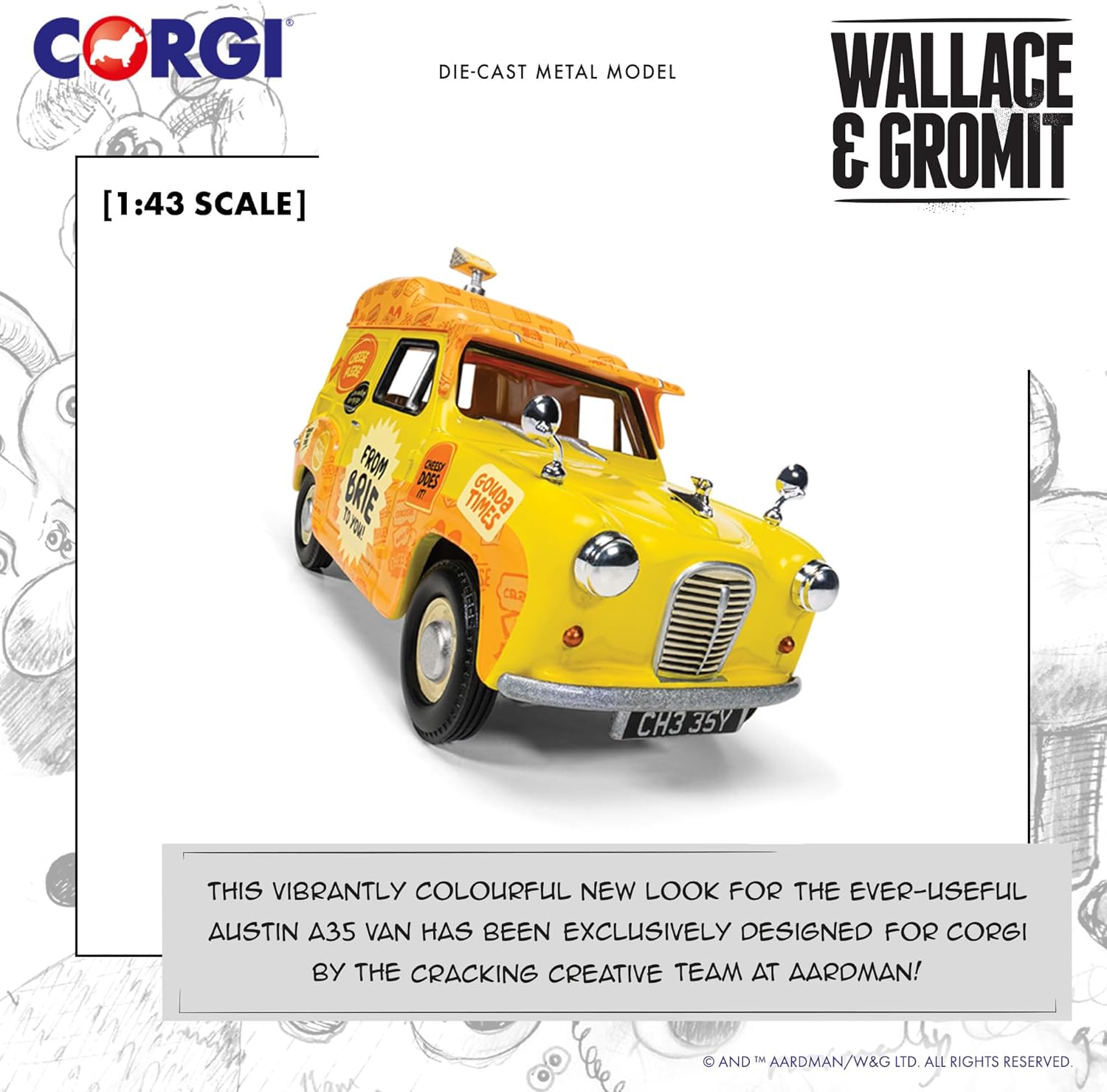 Wallace & Gromit Austin A35 Delivery Van - Cheese Please! Die Cast Model
