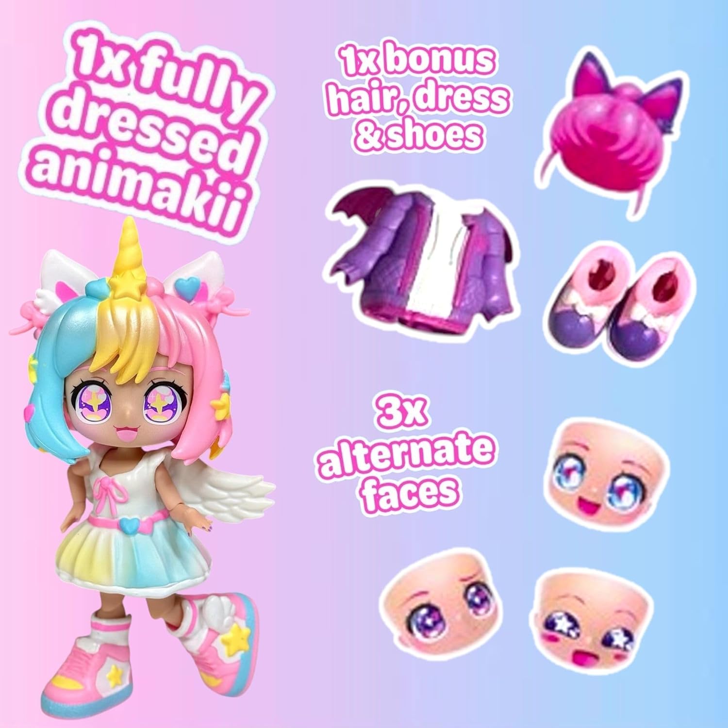 Animakii Doll Unicorn & Bat Pack