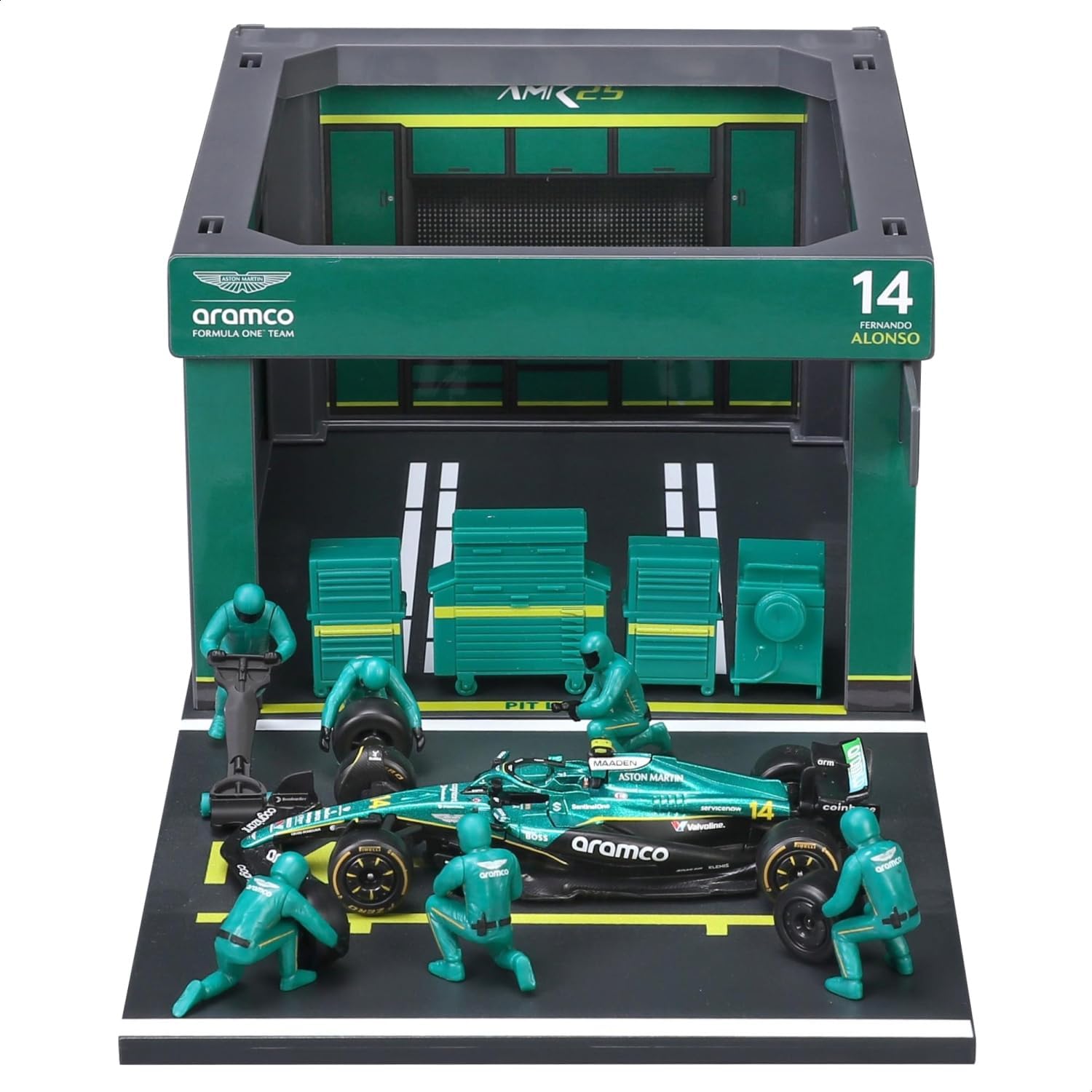 Bburago 1:43 F1 Aston Martin Amr25 2025 Pit Pass Diorama Alonso