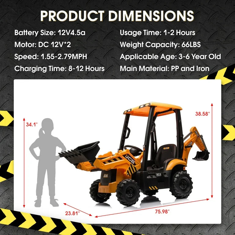 JCB 12V 3CX Electride Ride-on Backhoe and Loader