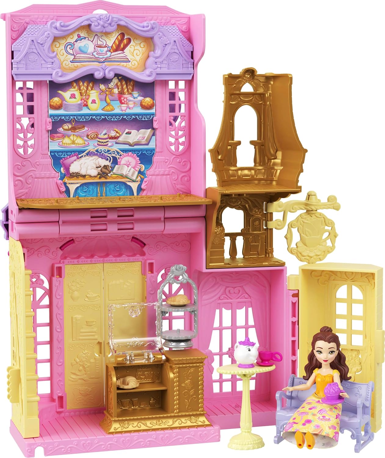 Disney Princess Belle Small Doll & Tea Shop Playset