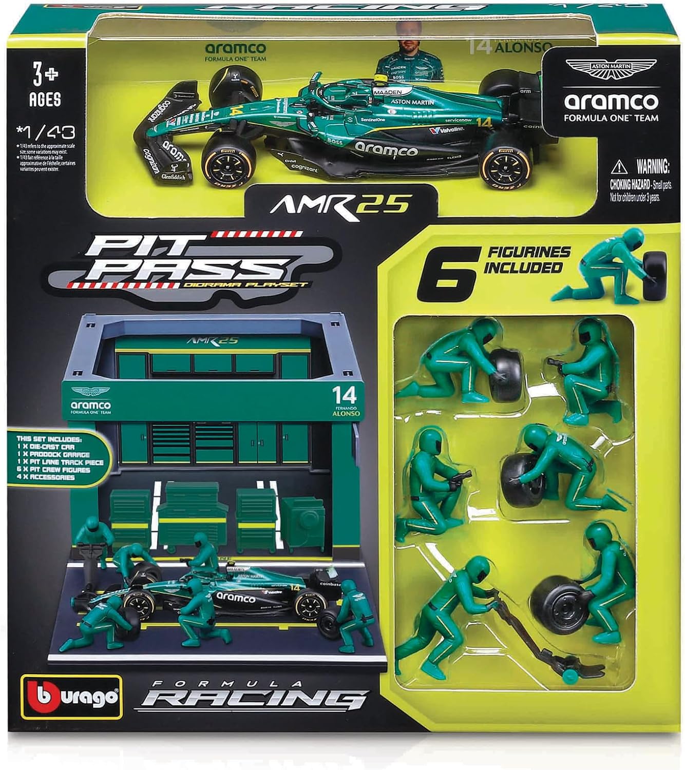 Bburago Aston Martin AMR25 & Pit Pass Diorama - Stroll
