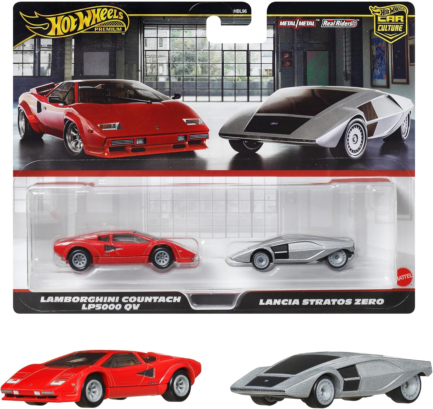 Hot Wheels Premium Car Culture Lamborghini Countach LP5000 QV & Lancia Stratos Zero