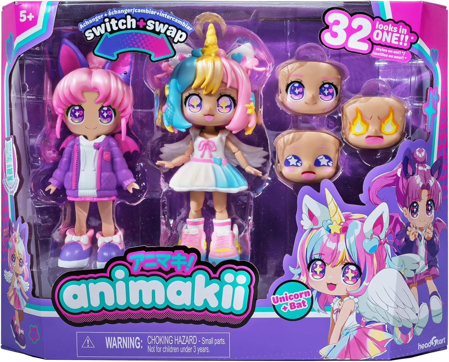 Animakii Doll Unicorn & Bat Pack